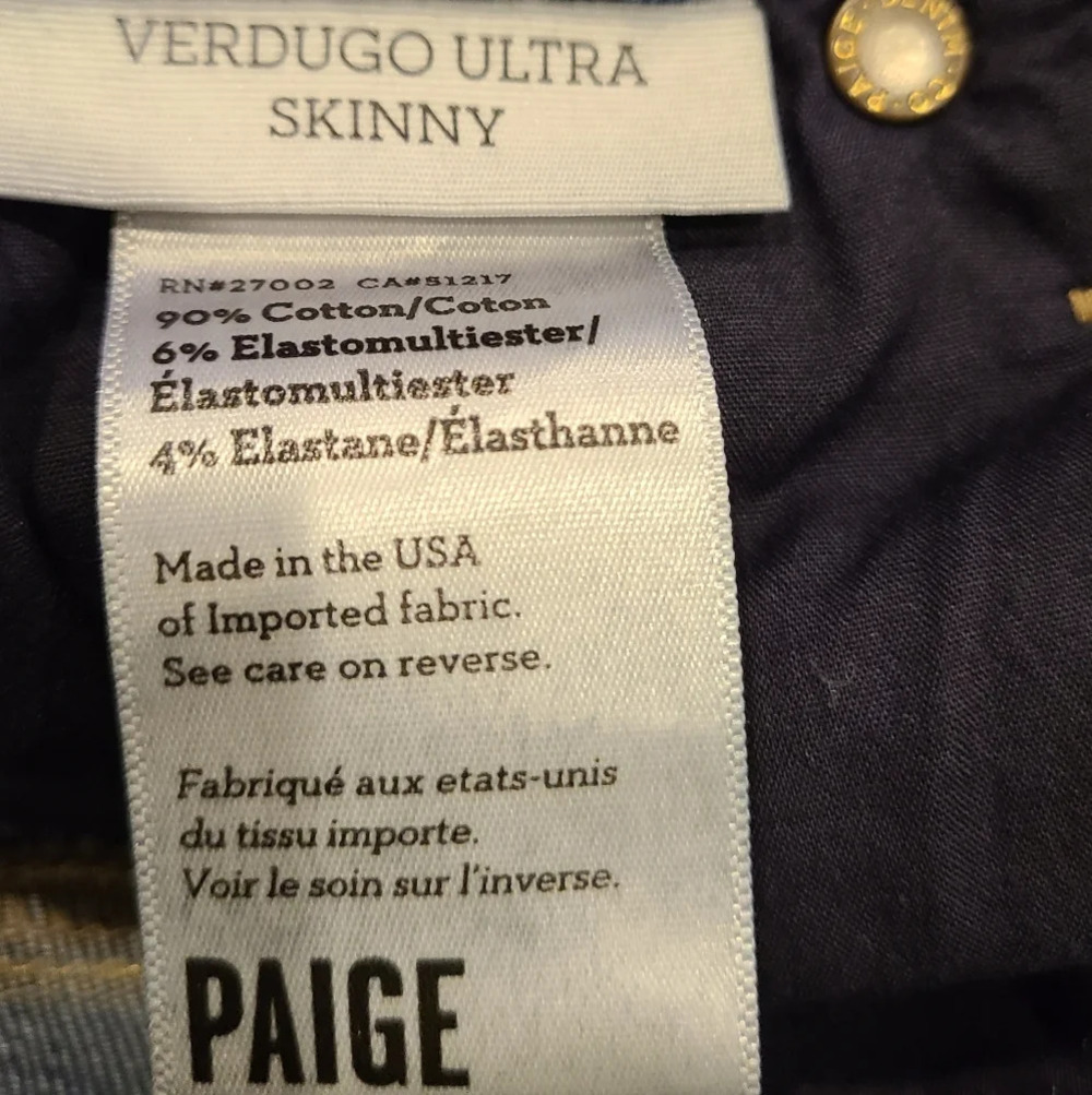 Paige Verdugo Ultra skinny sz.24 women's jeans - Picture 5 of 12